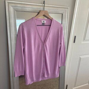 Old Navy Women's Pink V Neck 3/4 Sleeve Cardigan Sweater Size L